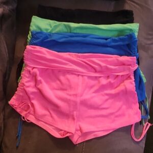 Pack of 4 Fold-Over Waist Lounge Shorts in Pink, Blue, Green, Black